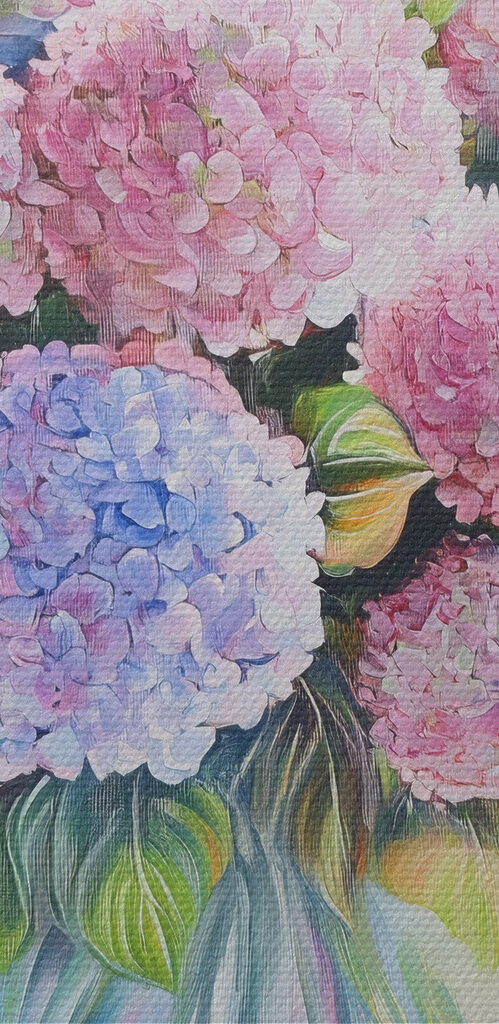 Painting of a vase of flowers Painting of a vase of flowers