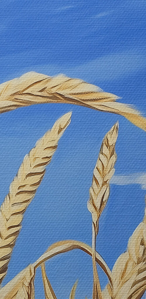 Painting of wheat in a field