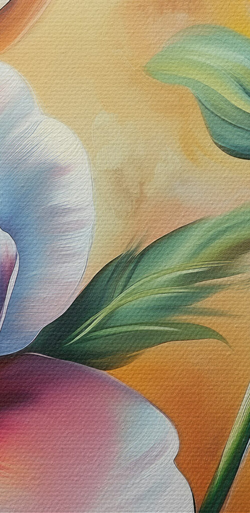 Painting of flowers on a yellow background Painting of flowers on a yellow background