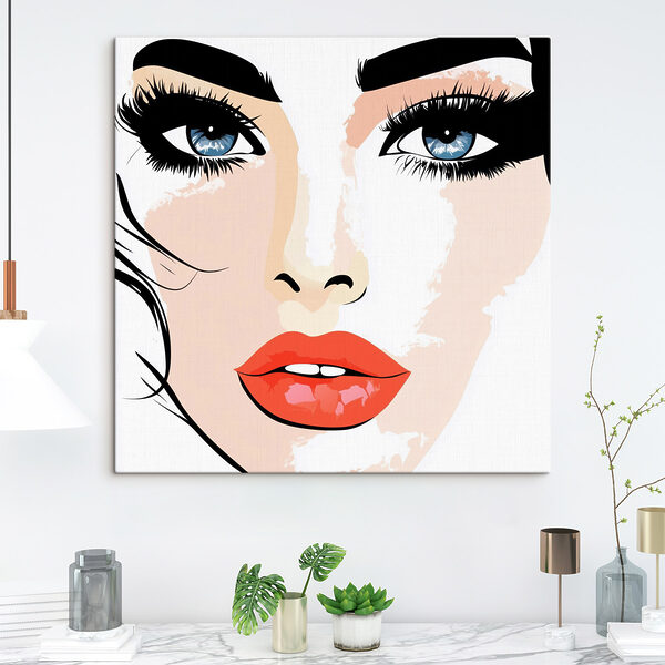 Obraz Tvár ženy s make-upom a červenými perami (Katalógové číslo: s44218) Obraz Obraz Tvár ženy s make-upom a červenými perami (Katalógové číslo: s44218)