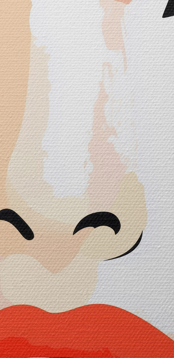 Woman's face with makeup and red lips