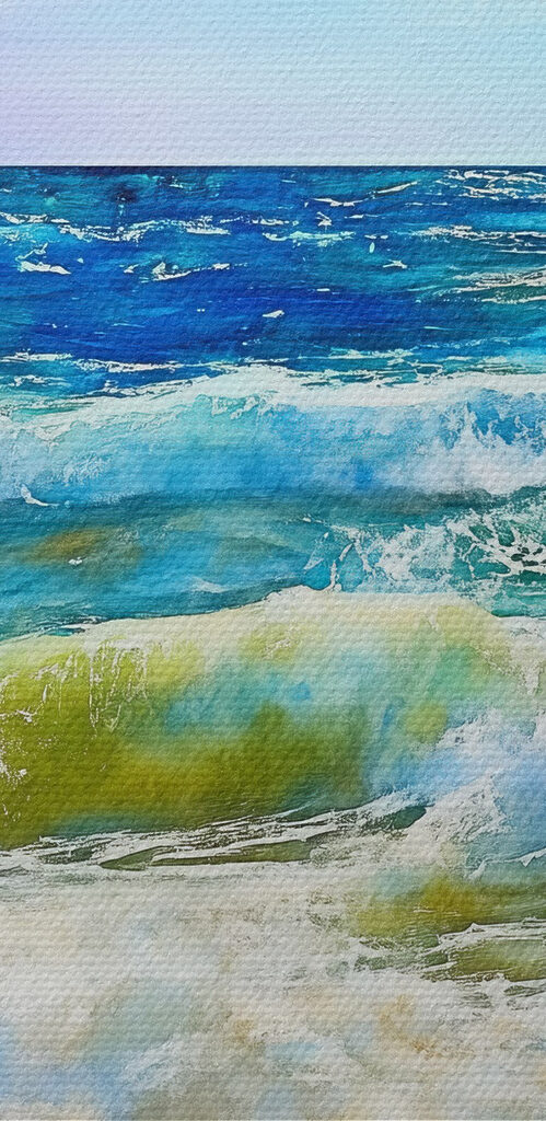 Watercolor of waves crashing on a beach Watercolor of waves crashing on a beach