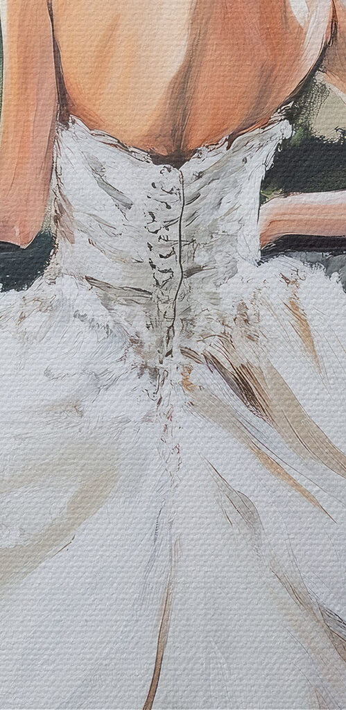 Painting of a woman in a white dress Painting of a woman in a white dress