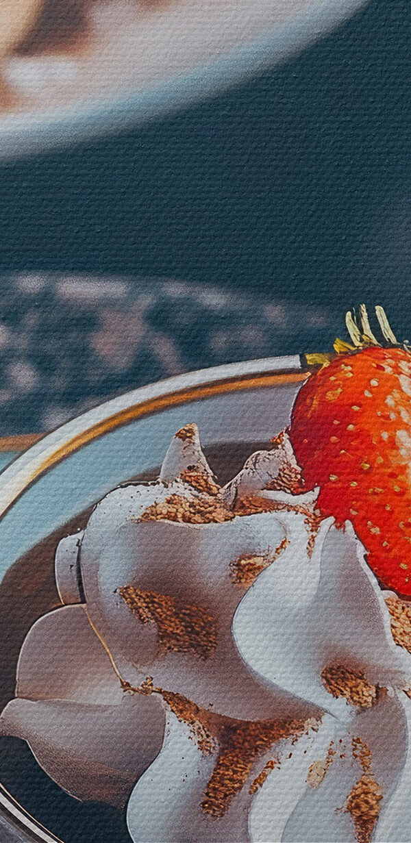 Cup of coffee with whipped cream and strawberries Cup of coffee with whipped cream and strawberries