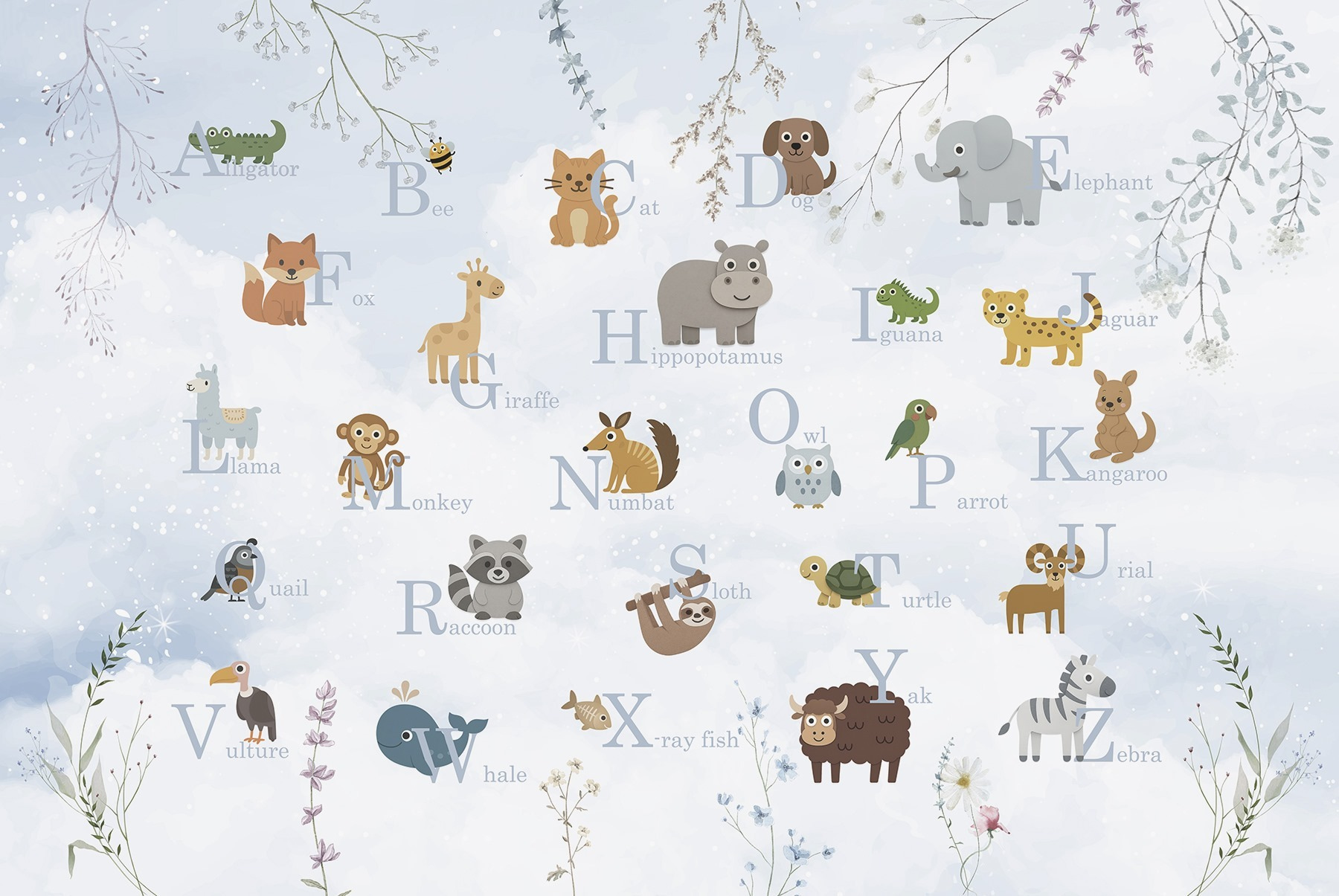 Group of animals with letters Group of animals with letters