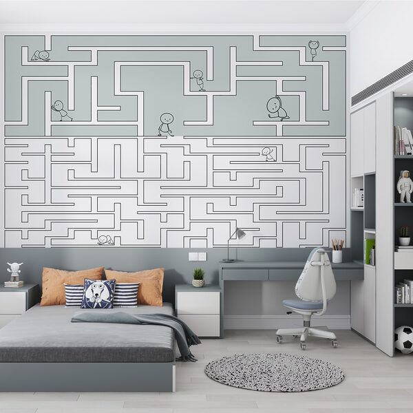 Maze with people walking through the maze