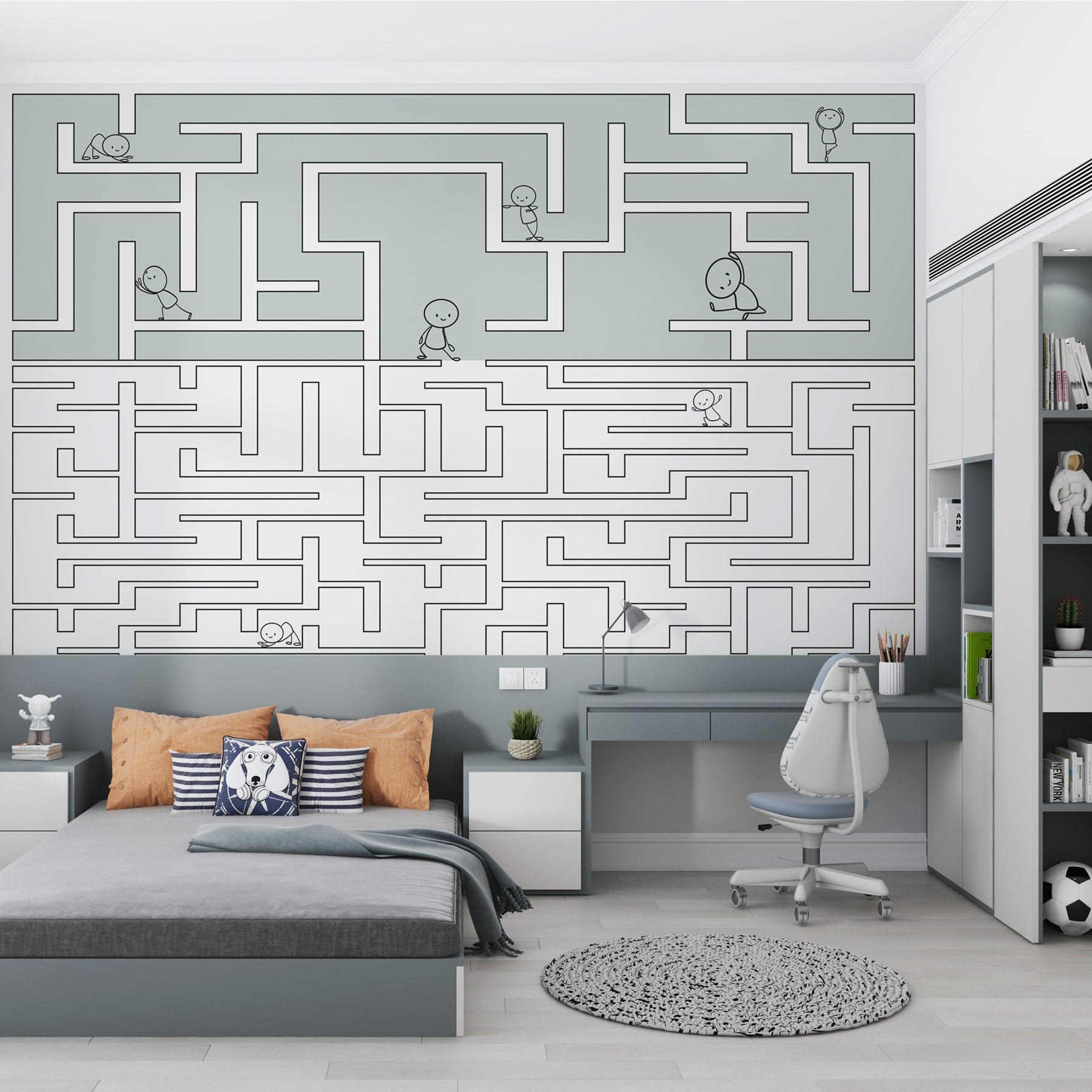 Maze with people walking through the maze