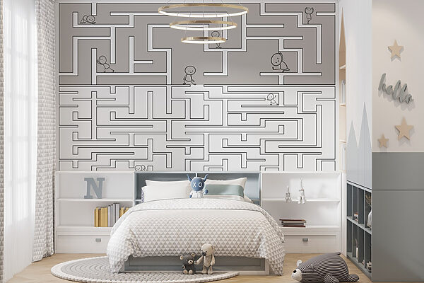 Maze with people walking on the ground