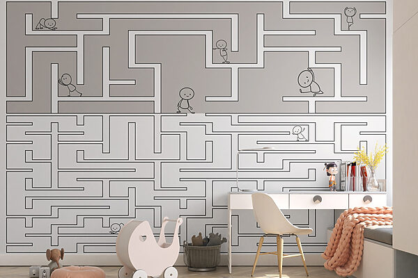 Maze with people walking on the ground