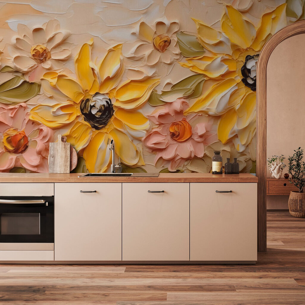 Painting of flowers on a wall