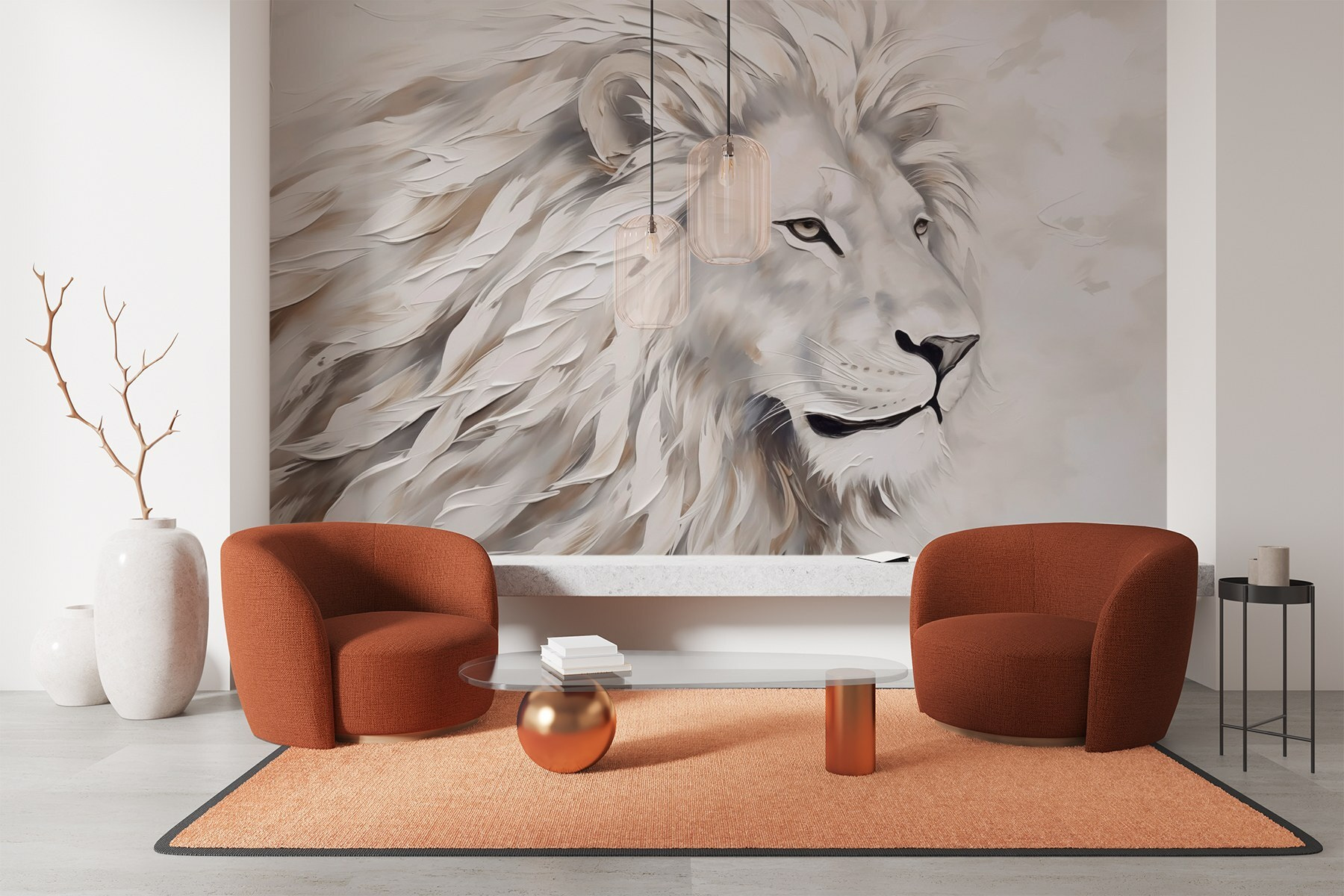 White lion with long hair White lion with long hair