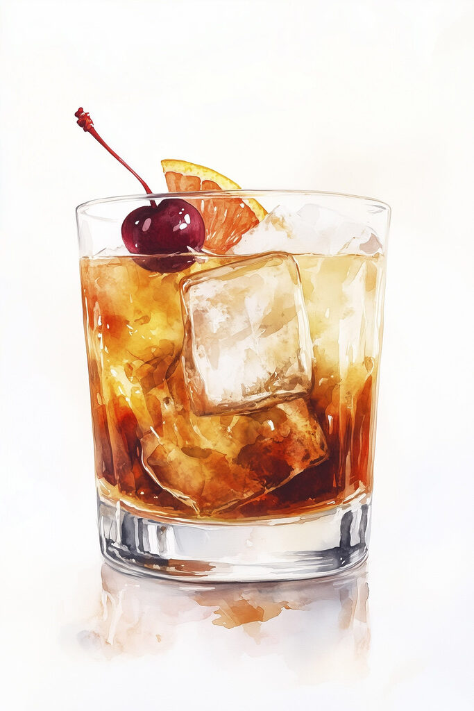 Glass with ice and a cherry on top Glass with ice and a cherry on top