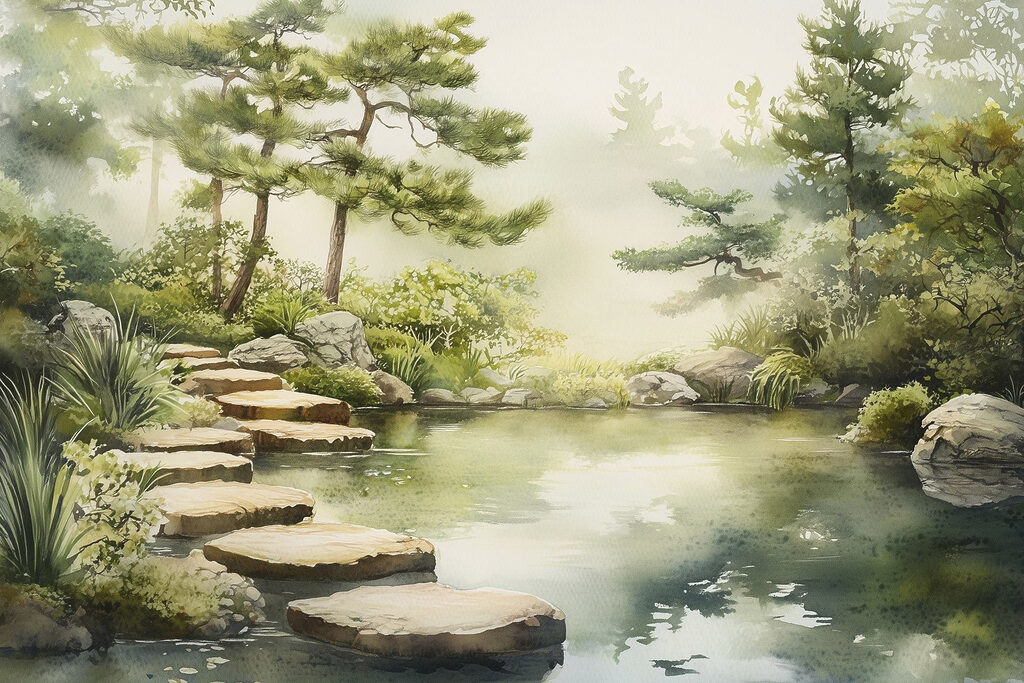 Water with a pond and a path leading to it Water with a pond and a path leading to it