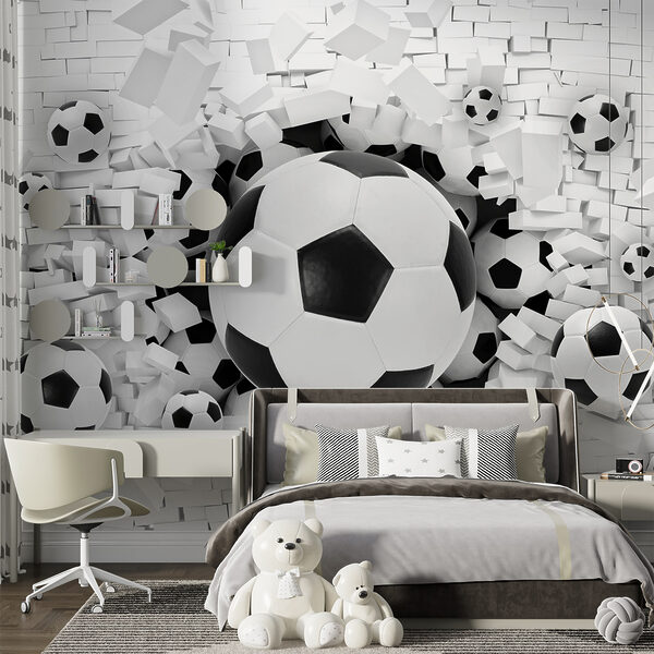 Skupina futbalových lôpt v kope tehál Skupina futbalových lôpt v kope tehál