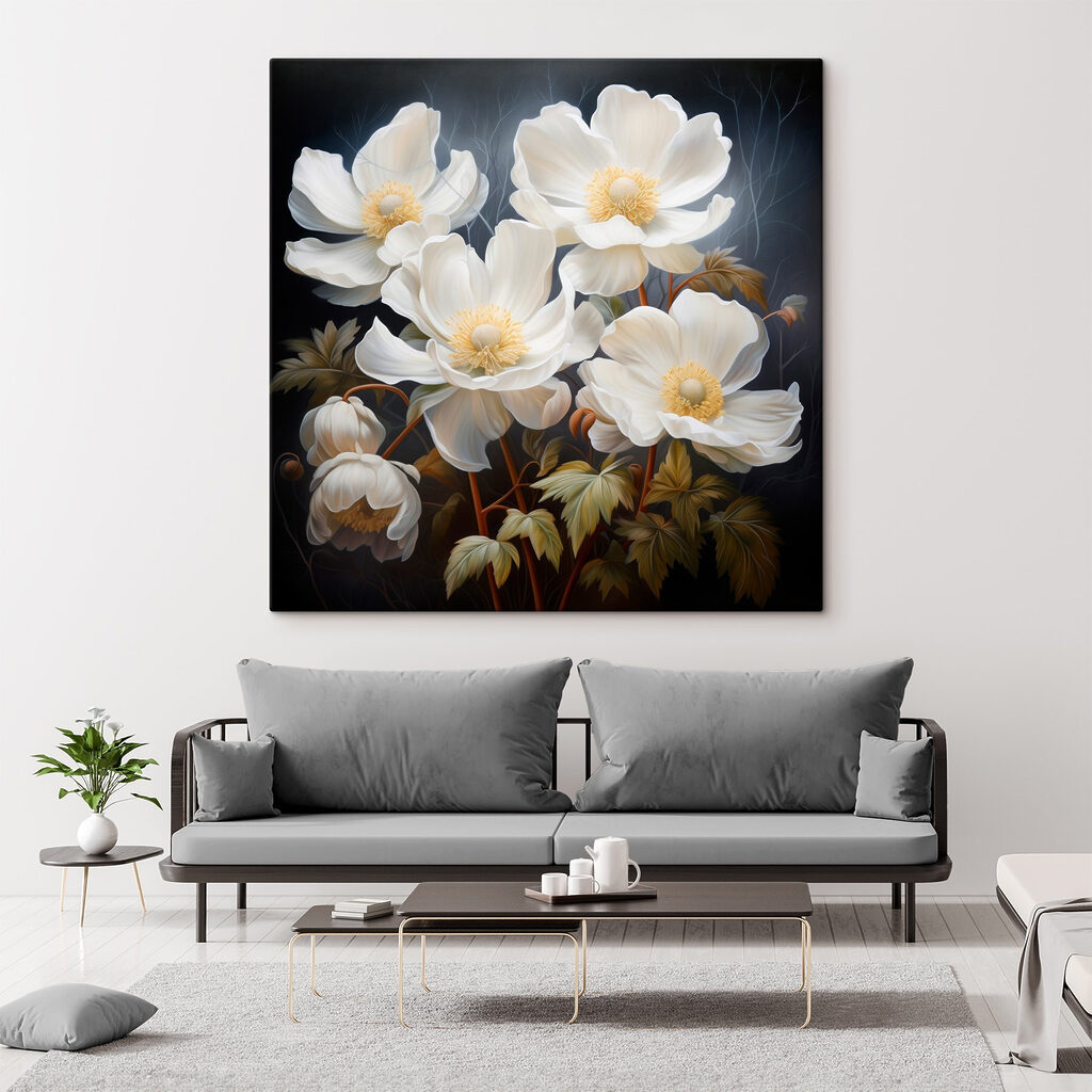 Painting of white flowers Painting of white flowers