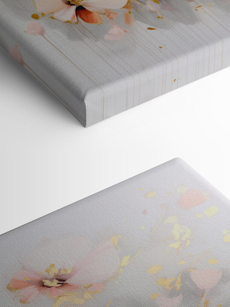 Painting of flowers on a white surface Painting of flowers on a white surface