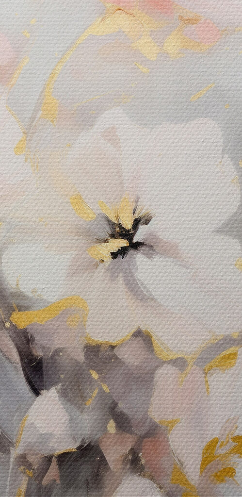 Painting of flowers on a white surface Painting of flowers on a white surface