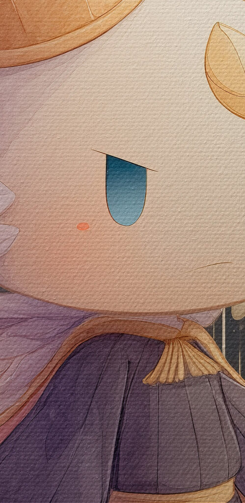 Cartoon of a little angel with wings and a crown holding a staff Cartoon of a little angel with wings and a crown holding a staff