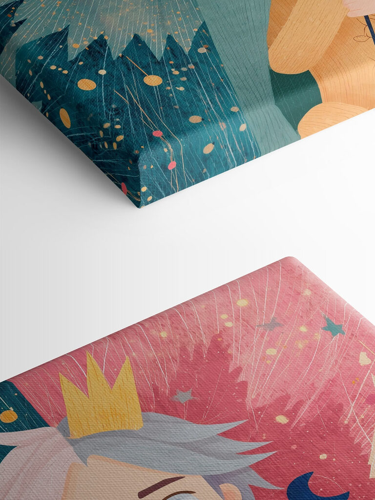 Cartoon of a boy with wings and a crown