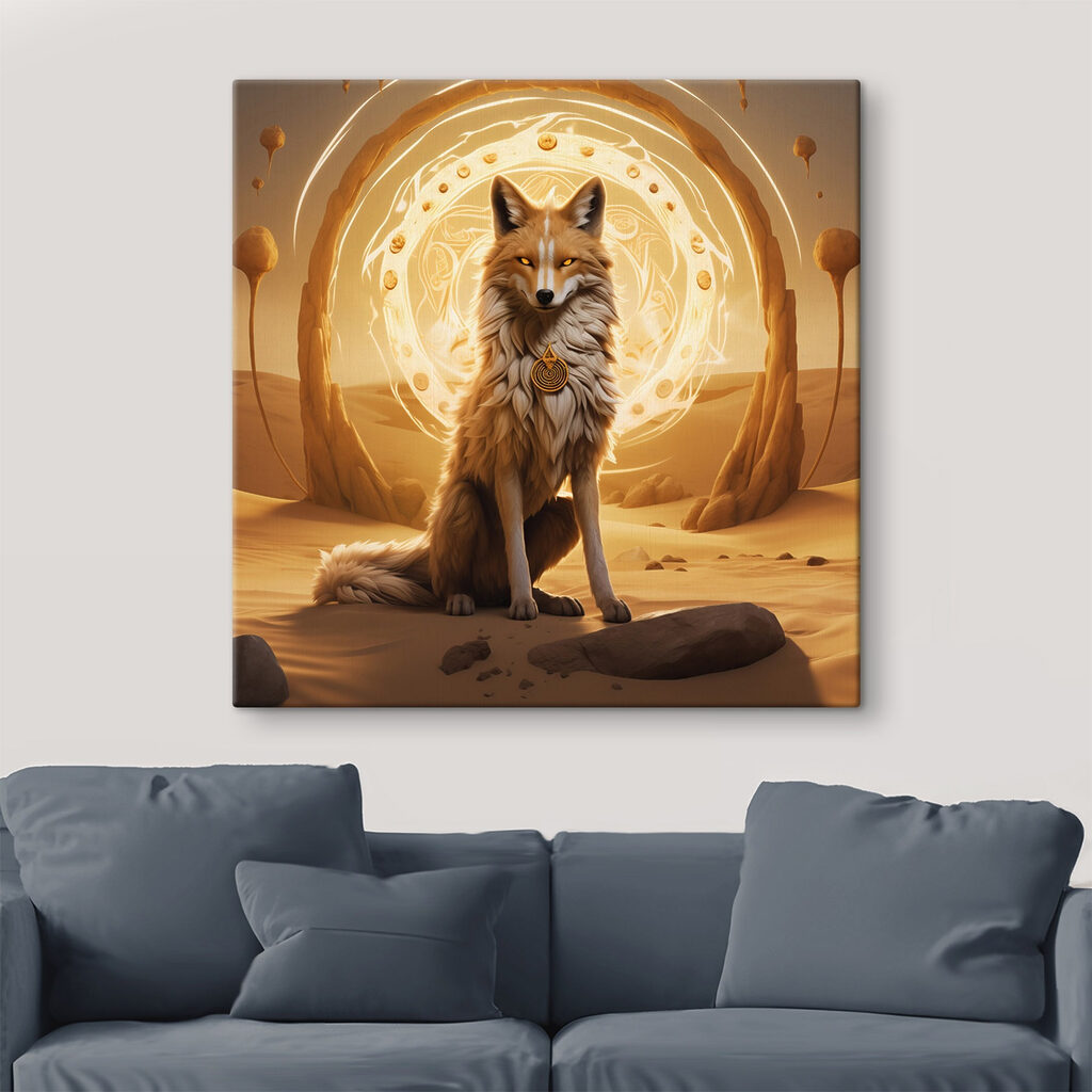 Fox sitting in a desert