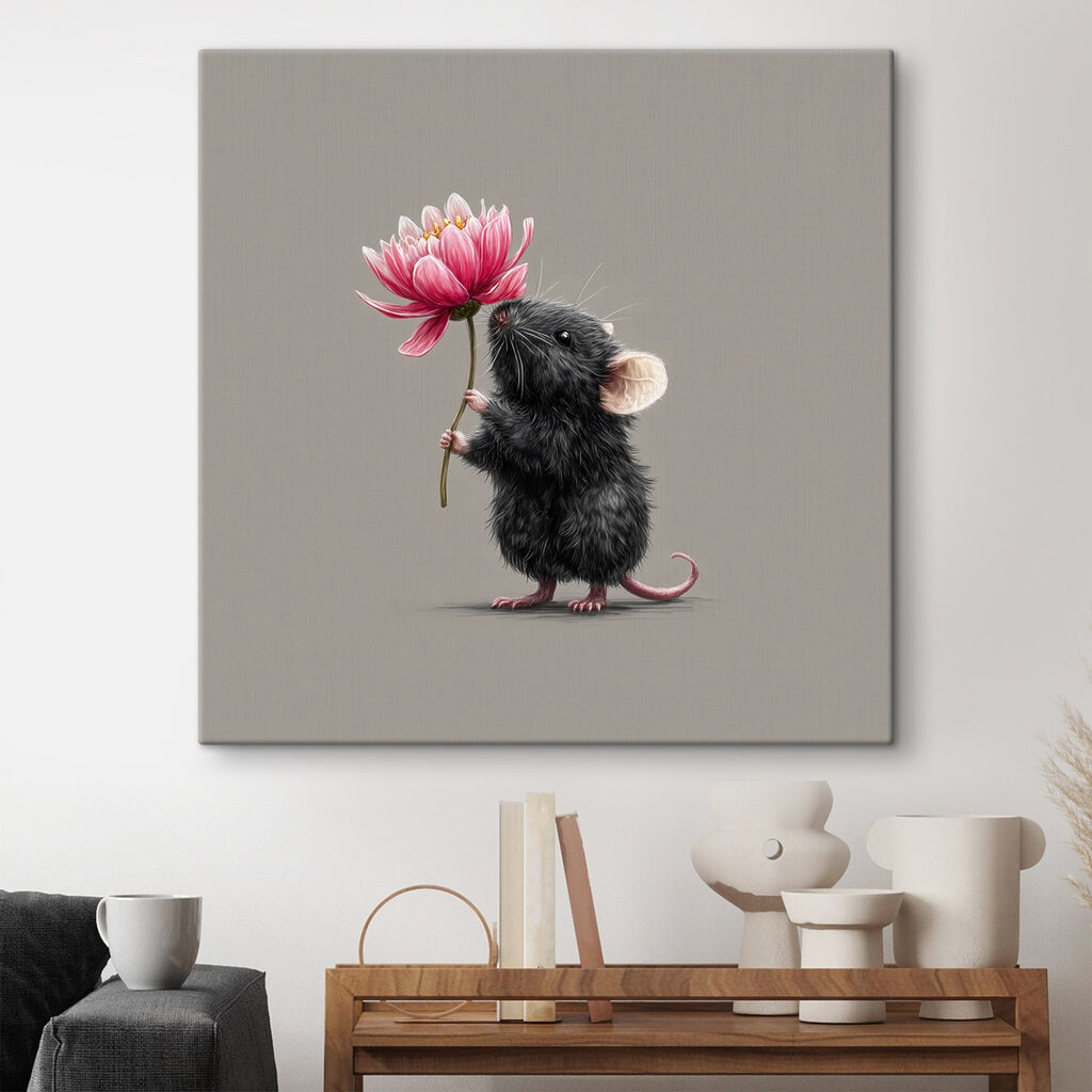 Mouse holding a flower