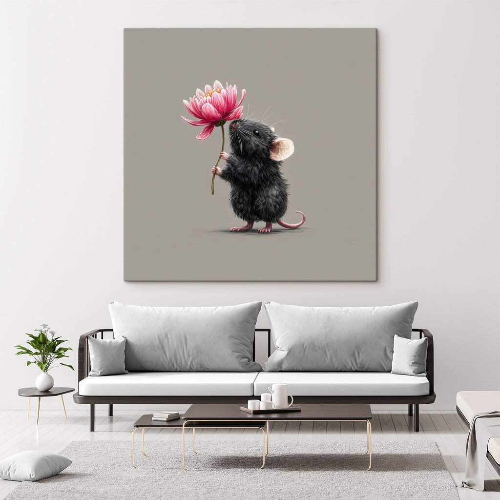 Mouse holding a flower