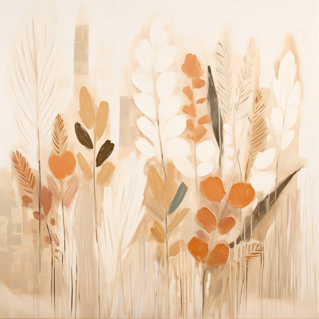 Painting of plants with leaves