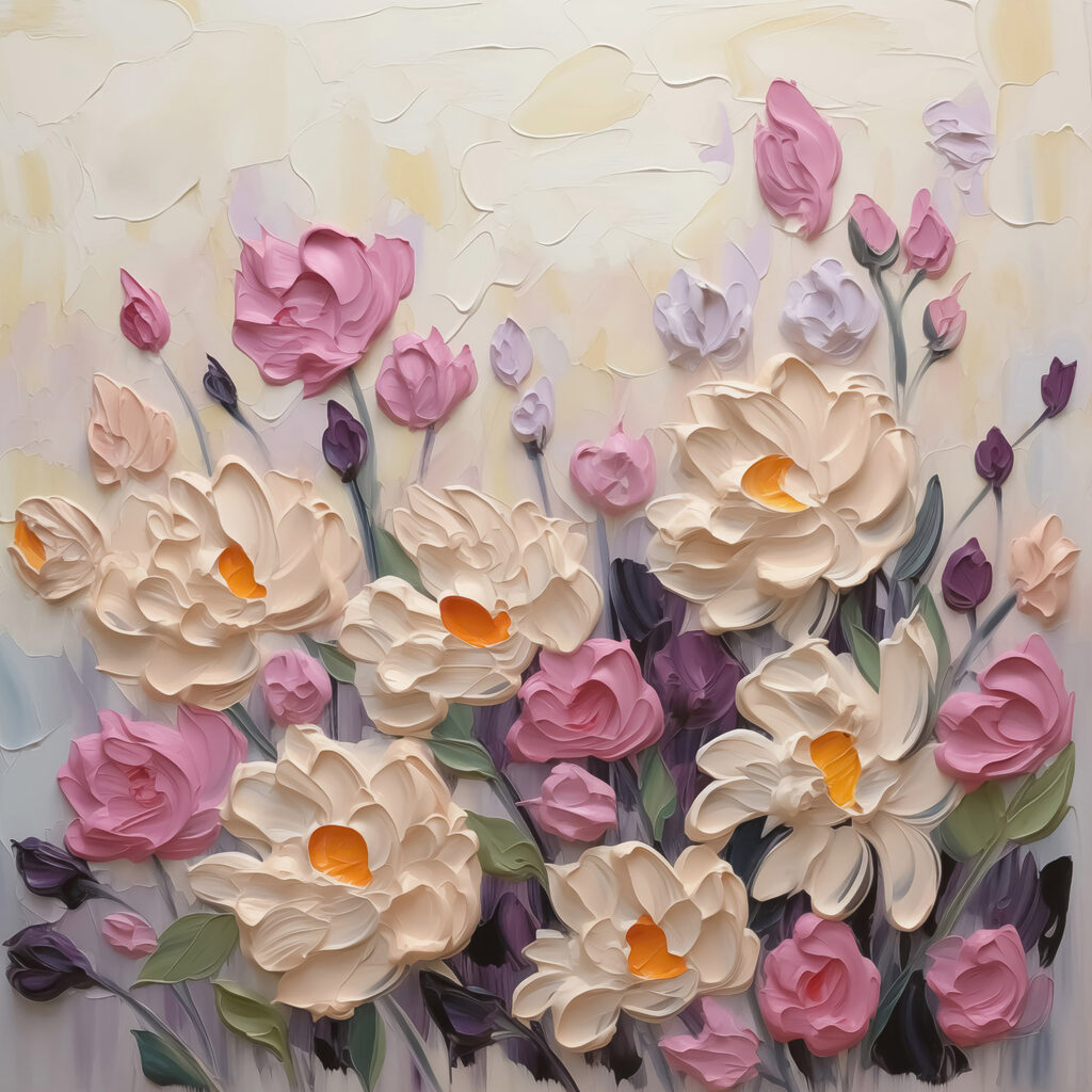 Painting of flowers and leaves Painting of flowers and leaves