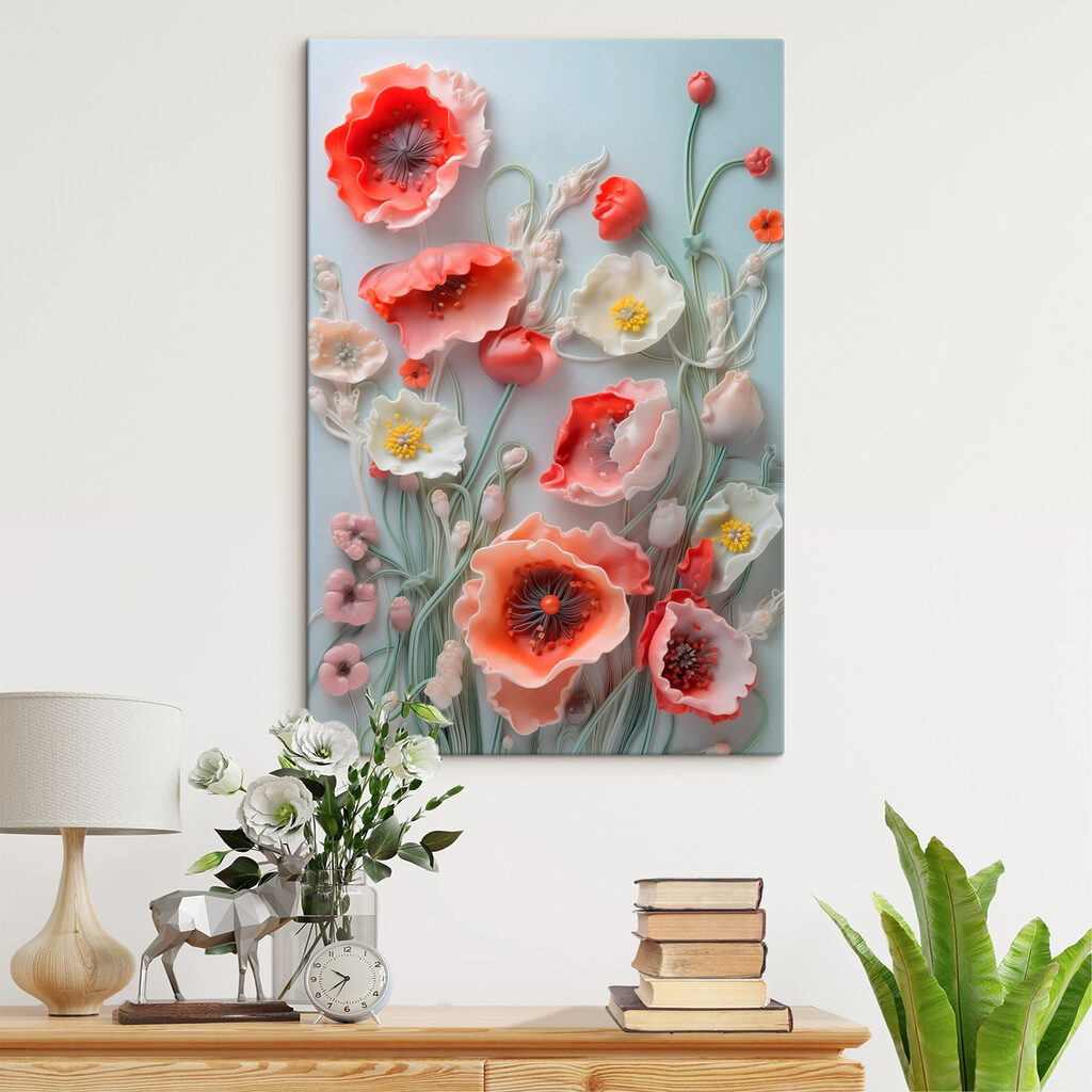 Group of flowers on a white surface