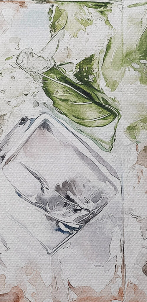 Glass with ice and lime on top Glass with ice and lime on top