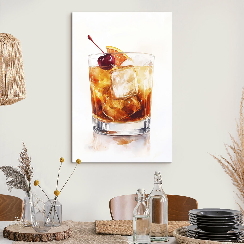 Glass with ice and a cherry on top Glass with ice and a cherry on top