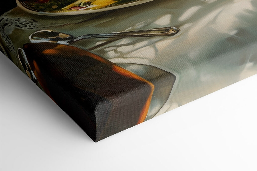 Plate of sandwiches and fruit on a table