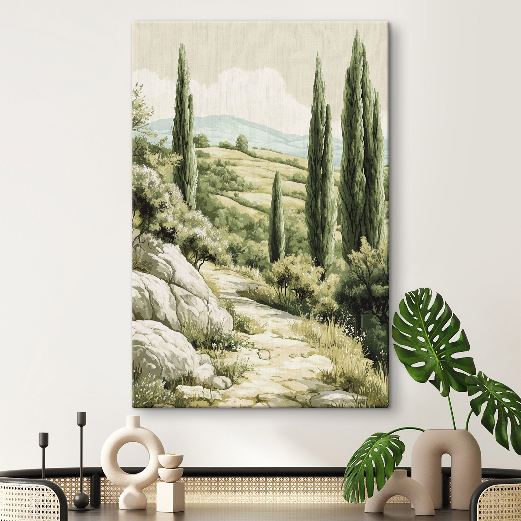 Landscape with trees and hills Landscape with trees and hills