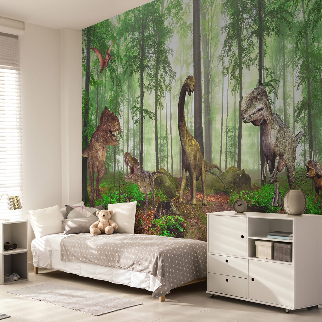 Group of dinosaurs in a forest Group of dinosaurs in a forest