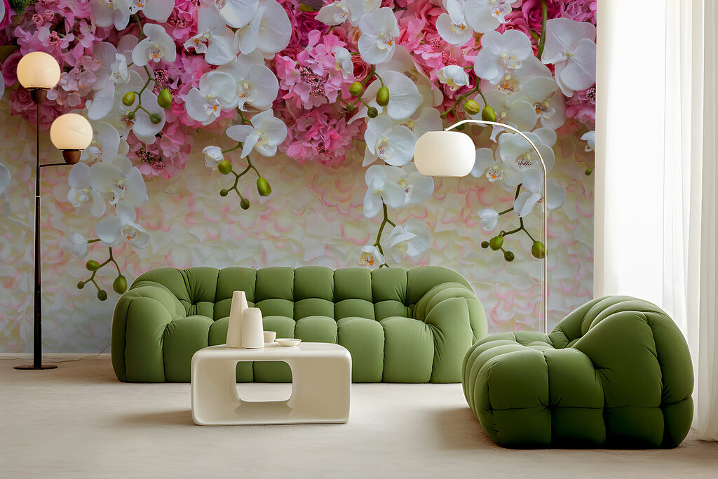 Group of white and pink flowers