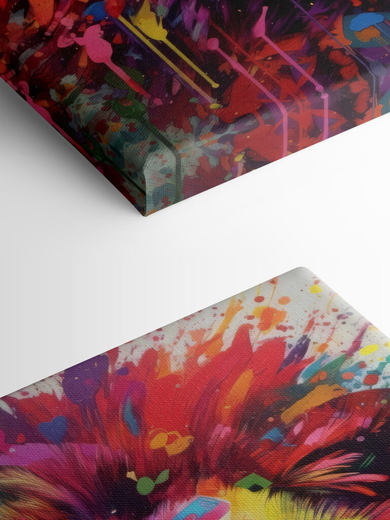 A colorful lion with white whiskers A colorful lion with white whiskers