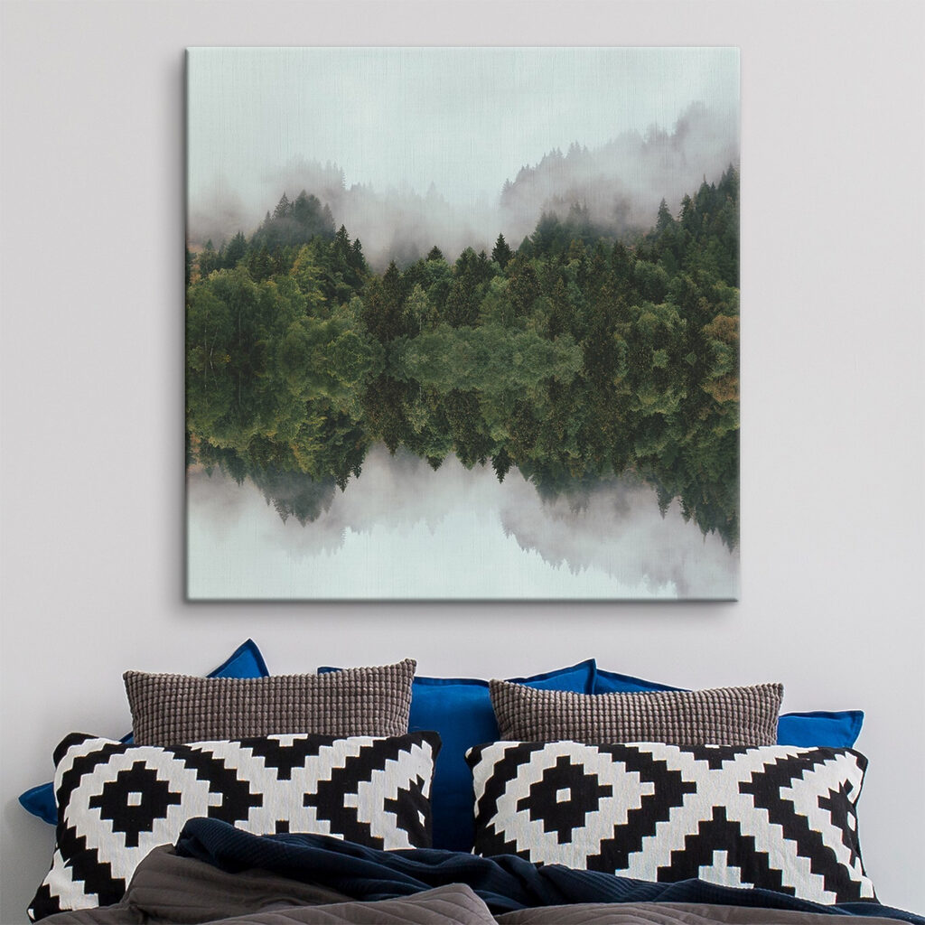 A reflection of trees in the water A reflection of trees in the water