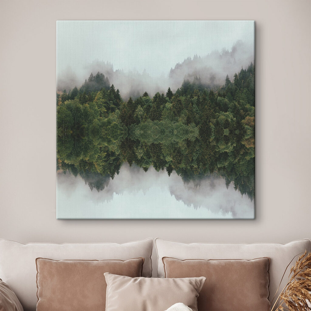 A reflection of trees in the water A reflection of trees in the water