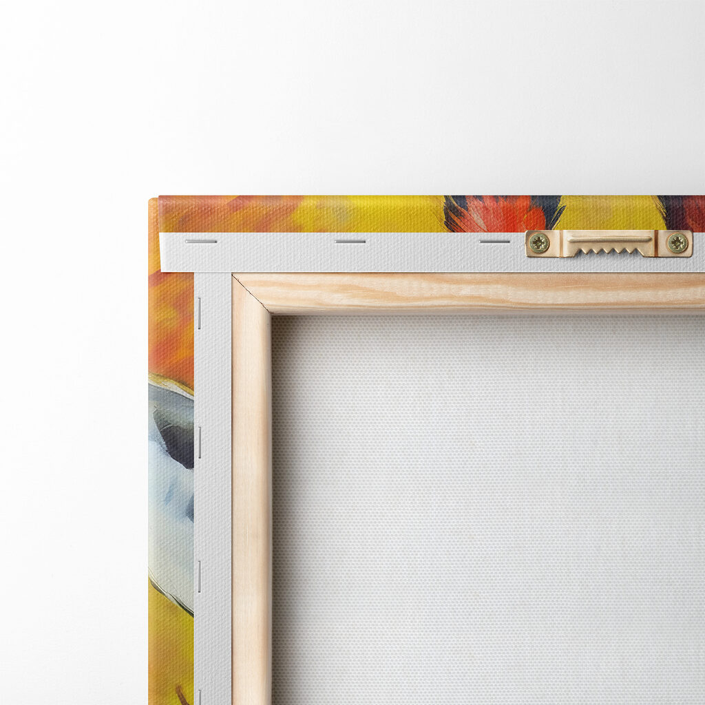 A painting of a giraffe wearing a shirt