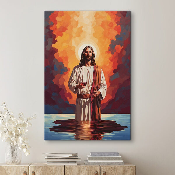 A painting of a man holding a glass of wine