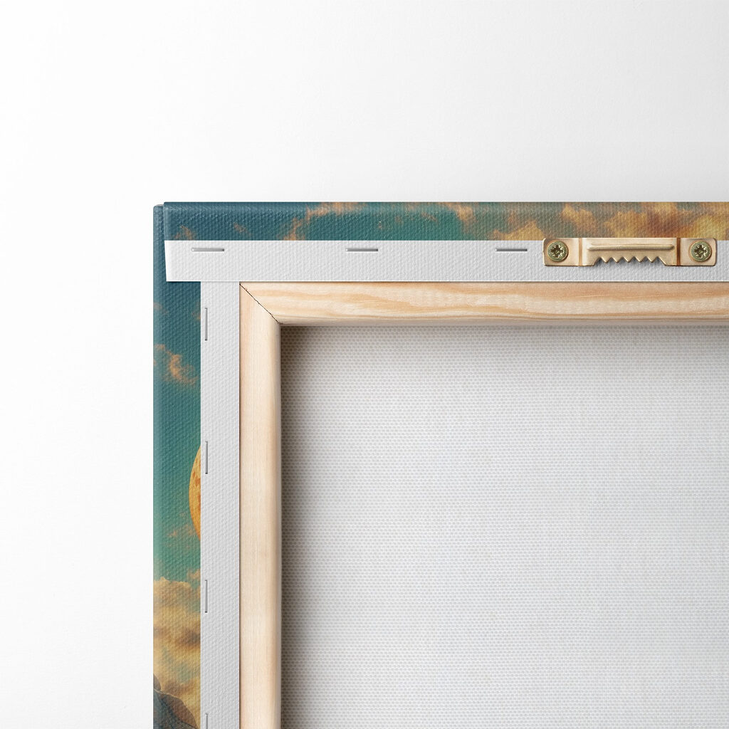 Landscape with trees and mountains and a moon Landscape with trees and mountains and a moon