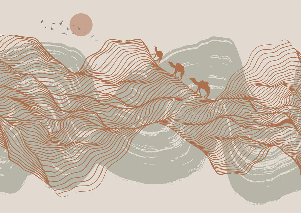 Drawing of a desert landscape Drawing of a desert landscape