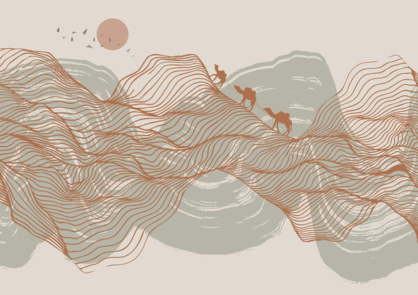 Drawing of a desert landscape Drawing of a desert landscape