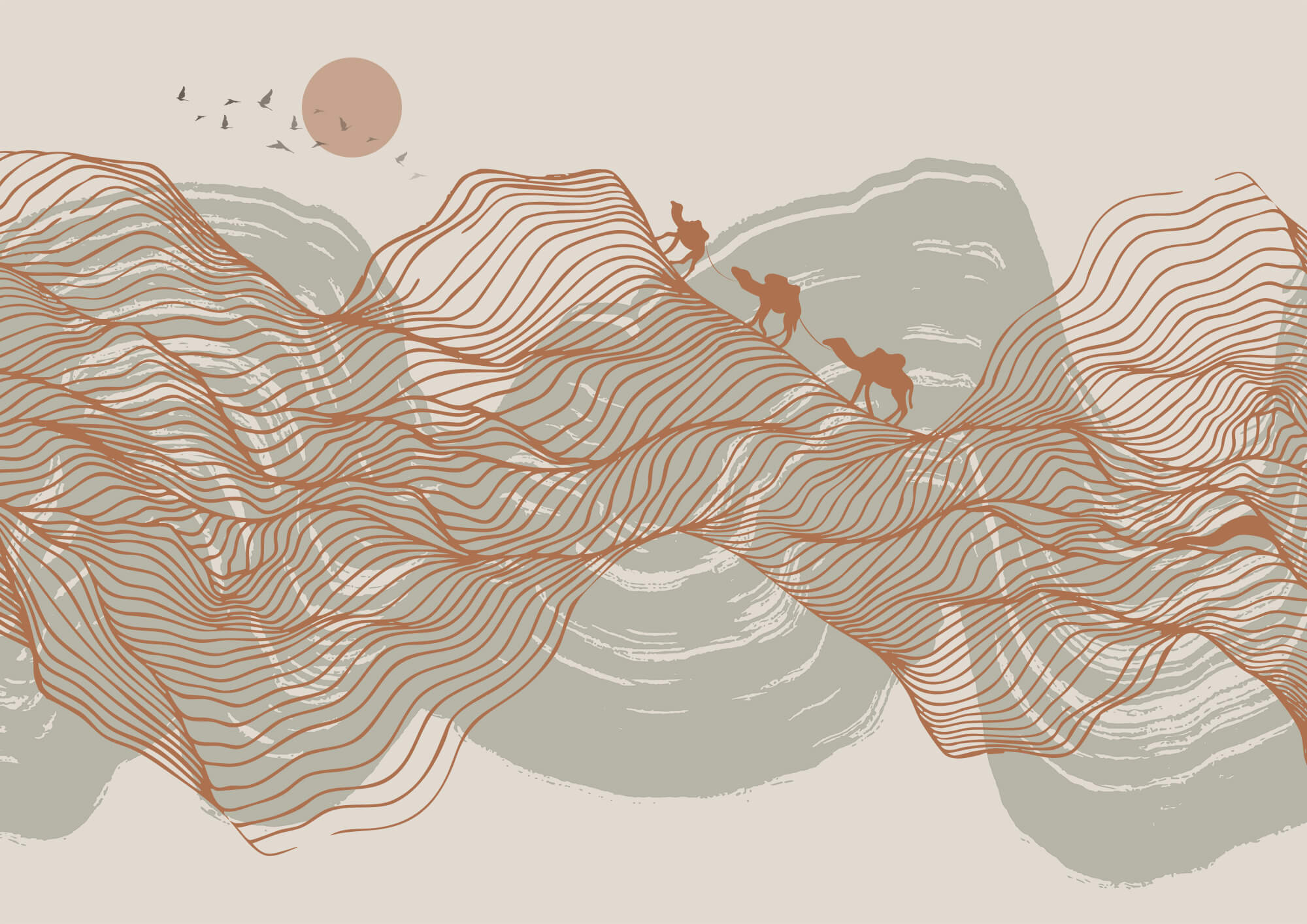 Drawing of a desert landscape Drawing of a desert landscape