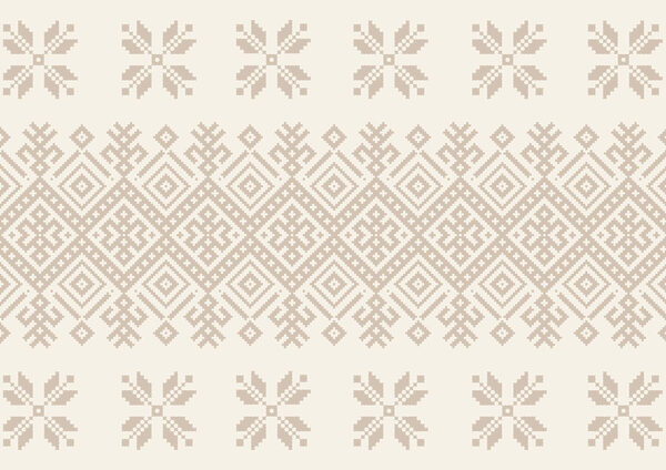 Pattern of geometric shapes and flowers