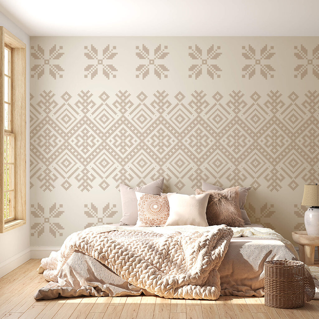 Vzor geometrických tvarov a kvetov