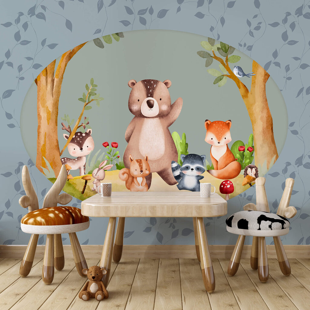 Karikatúra zvierat v lese