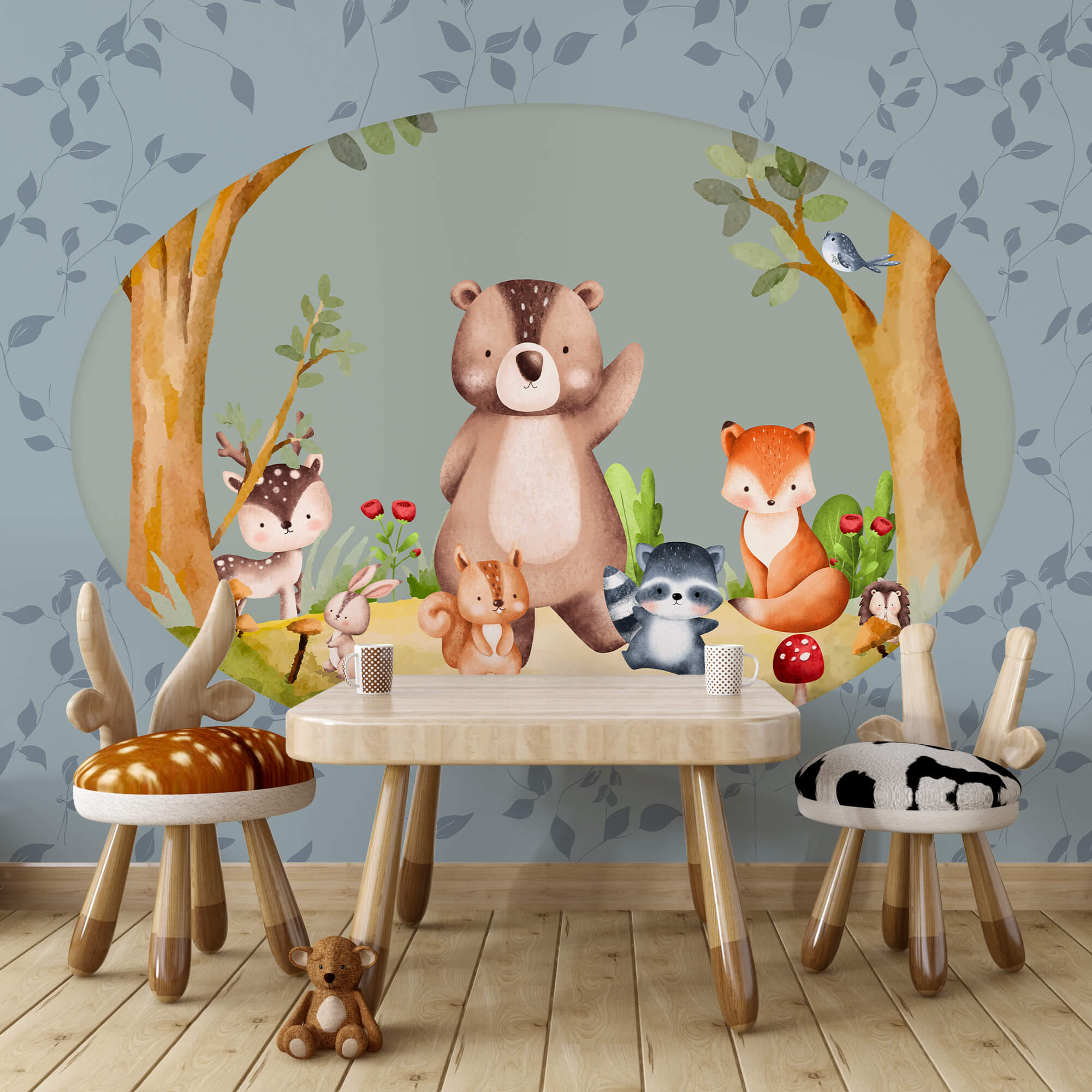 Karikatúra zvierat v lese