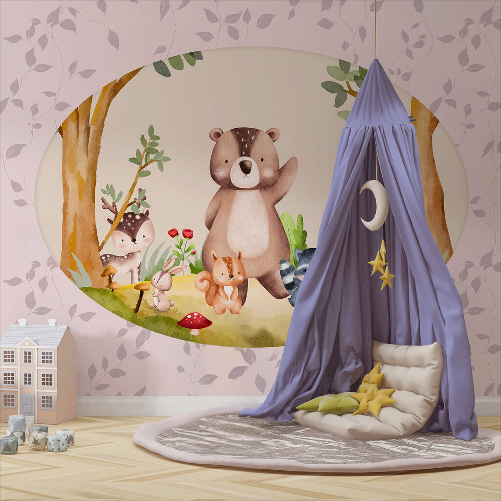 Karikatúra zvierat v lese