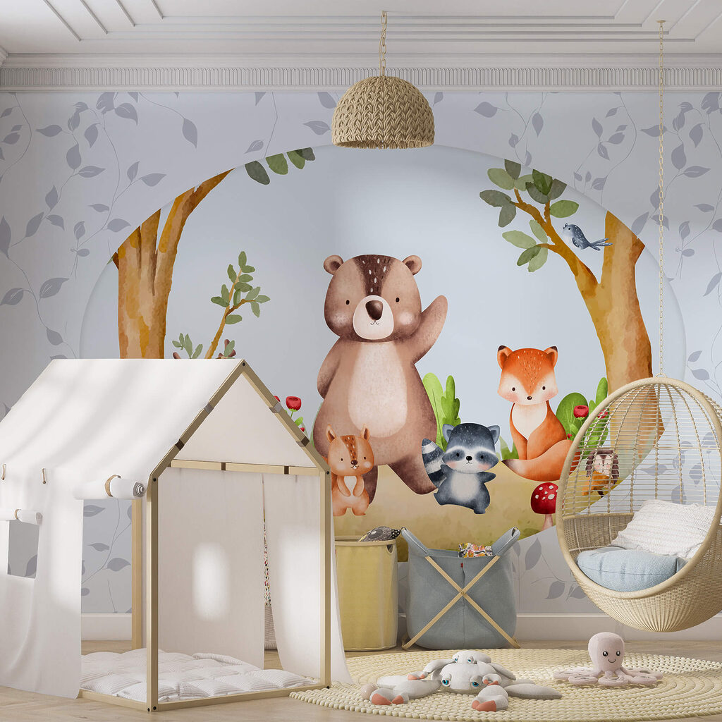 Karikatúra zvierat v lese